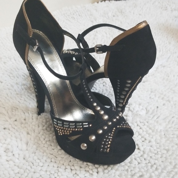 Bakers Shoes Rhinestone Stud Tstrap Heels Size 10 Poshmark